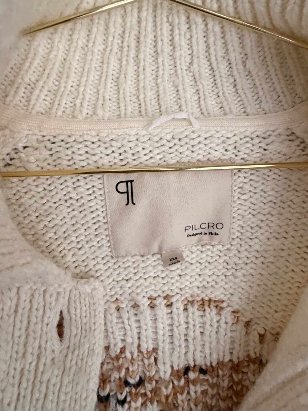 Pilcro Cream Knit the Jessie Golden Retriever Cardigan - Picture 3 of 4